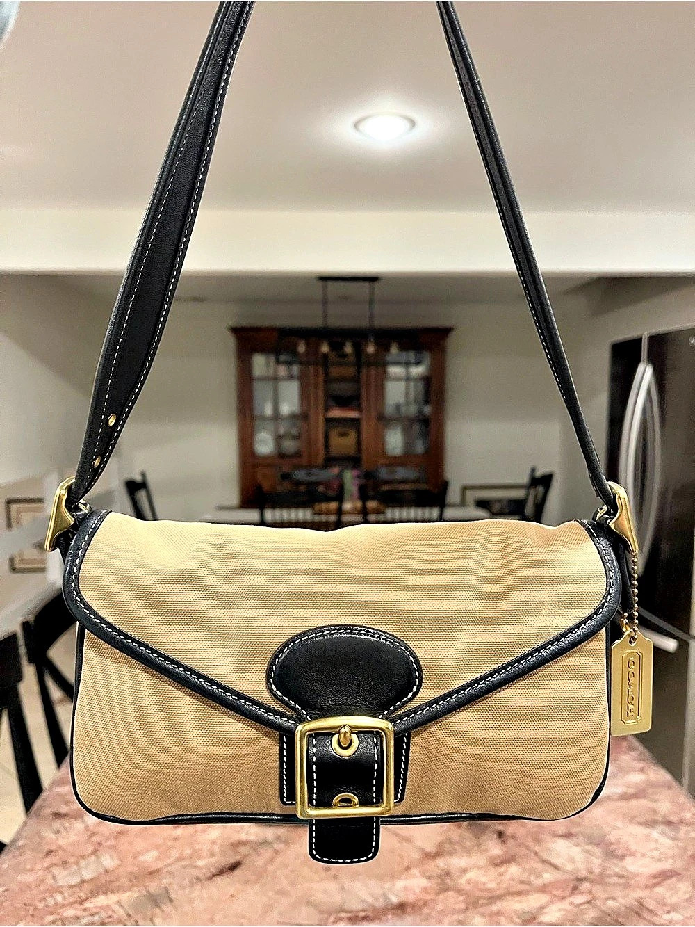 Vintage Coach Canvas Legacy Demi Flap Shoulder Bag